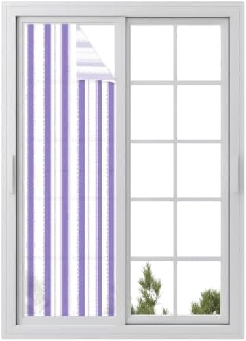 Window Privacy Film Frosted, Purple Striped Reusable Static Cling Window Tints, Farmhouse Vertical Stripes Geometric Heat Control Windows Films for Offices, Balcony, 29.5 x 118 Inches by Unknown