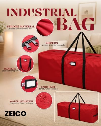 ZEICO Extra Large Moving Bag, Heavy Duty Tote with Zipper & Handles, Red - Image 3