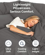 Queen Pillow Cases - 6 Pack Soft Pillowcase Covers - 20" x 30" (Charcoal) - Image 3