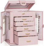 AKOZLIN 6-Tier Jewelry Box Organizer 5 Drawers Storage M-L Pink by AKOZLIN