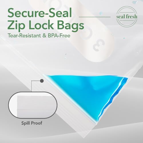 Seal Fresh 3 Gallon Large Plastic Storage Bags - 16 x 18 Inch (60 Count) - Reusable Write-On XXL Extra Large Big Oversized Clear Jumbo Zip Top Bags with Sealable Zipper for Clothes, Travel, Moving - Image 3