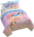 Jay Franco Bluey & Bingo Queen Comforter Set - 7 Piece Bedding Includes Sheet Set & Pillow Covers - Super Clouds & Stars Cozy Bedding by JayFranco