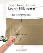 1000 TC Taupe King Pillowcases Set of 4 100% Egyptian Cotton Pillow Cases - Image 3