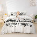 Happy Camping Duvet Cover,Kids RV Camper Bedding Set,Rustic Farmhouse Comforter Cover for Boys Girls Room Decor,Star and Moon Lightweight Bedspread Cover Twin Size with 1 Pillow Case(No Comforter) by Homewish