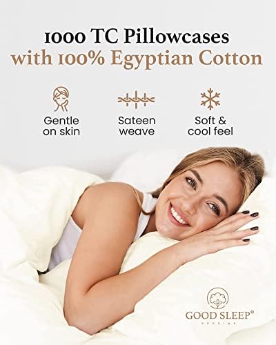 1000 TC Ivory King Pillowcases Set of 2 100% Egyptian Cotton Pillow Cases - Image 5