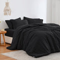 Love's cabin Seersucker Black Twin Comforter Set, 5-Piece Bed in a Bag by Lovescabin