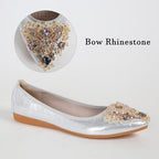 VYKF Womens Ballet Flats Foldable Rhinestone Pointed Toe Wedding Shoes Comfortable Slip on Flat Shoe - Image 3