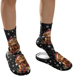 Jeiento Winter Fuzzy Slipper and Crew Socks Warm Winter Shoes Lightweight Soft Cushion House Slipper Bedroom Shoes - Image 4