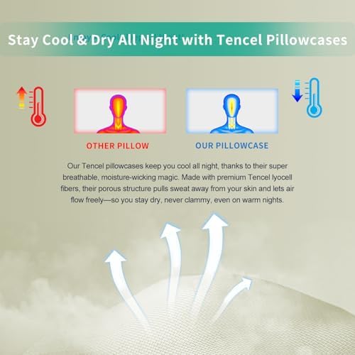 Cooling Eucalyptus Tencel Pillow Cases, King, Sage Desert, 2 Pack - Image 4