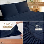 ARlinen RV Bunk Sheet Set, 34x75, 4 Piece Egyptian Cotton, Navy Blue - Image 6