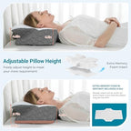 Elviros Cervical Neck Memory Foam Pillow with Removable Cooling Pillowcase - Image 4