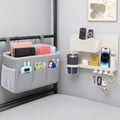 Domensi 2 Pcs Hanging Bedside Storage Caddy Bags with Pockets, Floating Bedside Shelf Wall Mount Organizer, College Dorm Essentials for Headboards Bunk Beds Book Phone Holder by Domensi