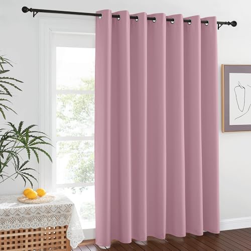 NICETOWN Room Darkening 84 inch Curtain for Patio Door, Grommet Thermal Insulated Room Divider Wide Winodw Treatment Sound Reducing for Bedroom, Black, 1 Panel, 100" W x 84" L, Rouge Pink by NICETOWN
