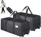 Heavy Duty Moving Bags with Wheels, 2-Pack 92L Foldable Rolling Duffle Bag by Teamkio