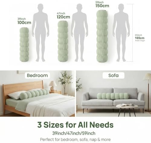 Pat. Pend. Cylinder Pillow for Bed, 39 Inch, Celadon Green - Image 6