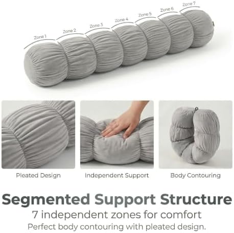 Pat. Pend. Long Bolster Pillow for Adults, 47 Inch, Zinc Gray - Image 3