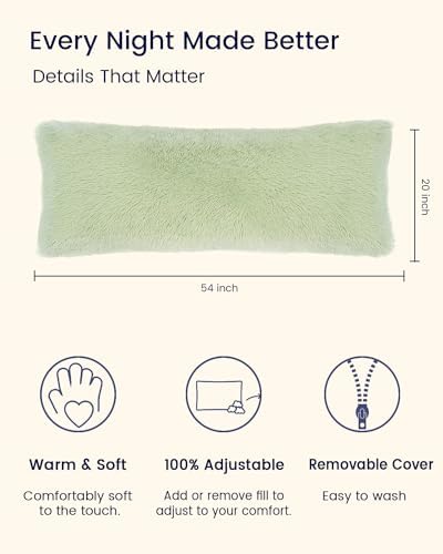 ZonLi Fluffy Body Pillow, Full Body Pillows for Adults, Long Pillow for Sleeping with Removable Cover and Adjustable Filling for Side Sleeper & Pregnancy, Large and Firm, Machine Washable (Green) - Image 5