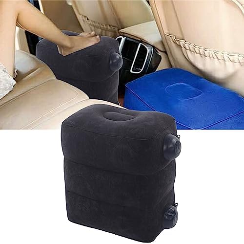 Inflatable Foot Rest Pillow, Portable Travel Foot Rest for Airplane Car Office Home, PVC Flocking Inflatable Footrest Cushion to Improve Circulation and Relieve Fatigue (Dark Blue) - Image 4