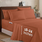 Elegant Comfort 1500 Premium Quality 6-Piece Bed Sheet Set - 18-24 Inch Extra Deep Pocket, Smart Storage Pockets, Wrinkle Free Ultra Soft 6PC Extra Deep Pocket Sheets, California King, Coral - Image 2