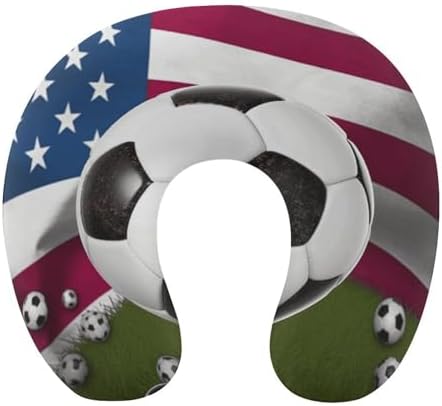 Pillow Travel Pillow Neck Pillow Soccer USA American Flag Printed U Shaped Headrest Provide Head Neck Support Rest for Flights Car Train and Home Use by Unknown