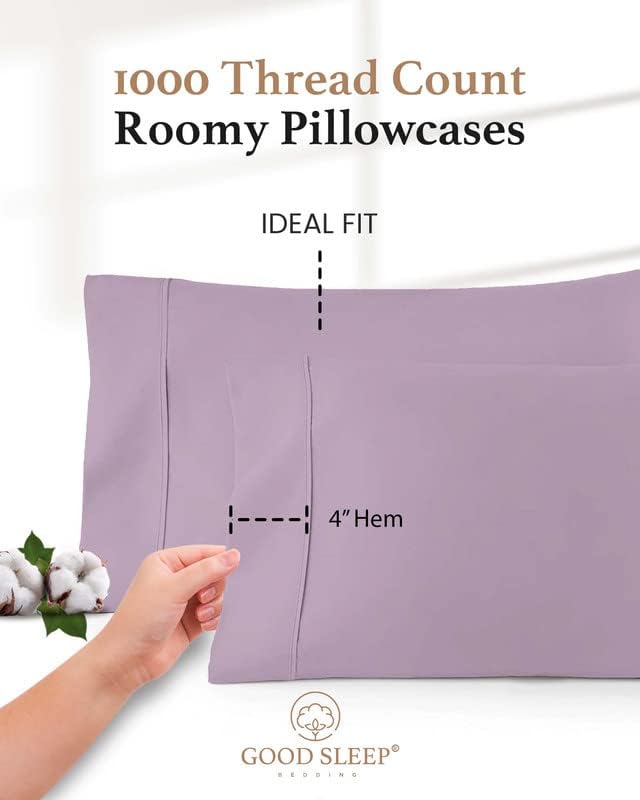 1000 TC Standard Pillowcases Set of 4 100% Egyptian Cotton Pillow Cases - Image 4