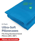 King Standard Pillow Cases - 6 Pack Pillowcases, 20" x 36" - Royal Blue - Image 2