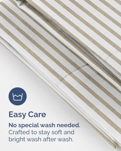 King Standard Pillow Cases - 6 Pack Pillowcases, 20" x 36" - Beige Stripes - Image 6