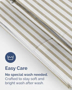 Queen Pillow Cases - 6 Pack Pillowcase Covers - 20" x 30" (Beige Stripes) - Image 6