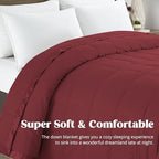 puredown® Lightweight Down Blanket Queen Size - Soft Blanket for All Seasons, Cozy Warm Luxury Bed Blanket with Satin Trim for Summer, Microfiber Cover, Burgundy (90"X90") - Image 3