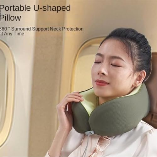 QUQUQ Travel Neck Pillow for Sleeping Slow Rebound U-Shaped Pillow Nap Portable Travel Comfortable(Green) - Image 3