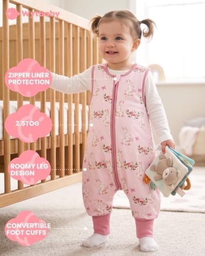WYTbaby Baby Sleep Sack with Legs Cotton Wearable Blanket Toddler Sleep Bag - Image 2