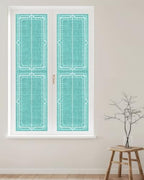 Window Privacy Film Frosted, Turquoise Botanical Reusable Static Cling Window Tints, Vintage Florals Geometric Minimalist Heat Control Windows Films for Offices, Balcony, 29.5 x 118 Inches - Image 2