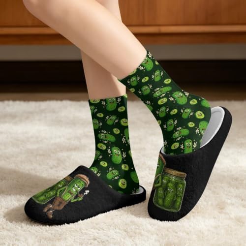 Jeiento Fuzzy Slippers and Sock Set Women's Warm Cozy Memory Foam House Shoes Soft Slip-on Slides - Image 2