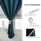 AJAZZ 100% Black Out Curtains Adhesive Blackout Temporary Curtain No Drilling Window Shade Blackout Curtains for Bedroom, Living Room, Kitchen, Home Office (Navy Blue, 47" W X 84" L 1 Panel) - Image 2