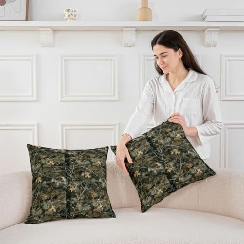 Erosebridal Camo Throw Pillow Covers 24x24 Set of 2 Western Farmhouse Rustic Lodge Cushion Cover Country Hunting Camouflage Throw Pillow Case for Bed Couch Sofa Camo Tree Leaves Home Decor - Image 2