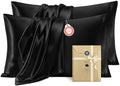 Bedsure Satin Pillowcases King Set of 4, Similar to Silk Pillowcases, Black by BEDSURE