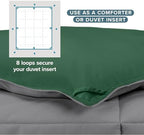 Bare Home California King Comforter - Reversible Colors - Goose Down Alternative - Ultra-Soft - Premium 1800 Series - All Season Warmth - Bedding Comforter (California King, Grey/Forest Green) - Image 6