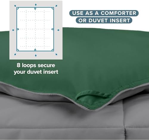 Bare Home California King Comforter - Reversible Colors - Goose Down Alternative - Ultra-Soft - Premium 1800 Series - All Season Warmth - Bedding Comforter (California King, Grey/Forest Green) - Image 6