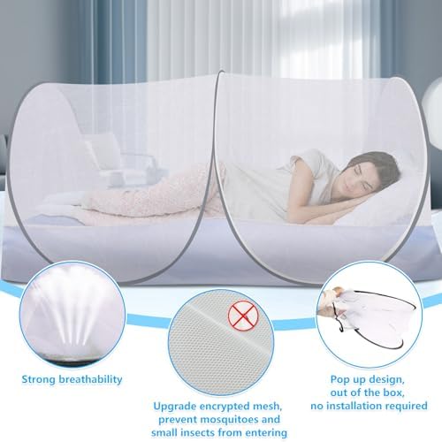 2 Pcs 78 * 41 * 31 Inch Extra Large Pop Up Mosquito Net, Portable Mesh Tent - Image 3
