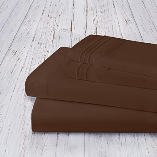 Mocassi Twin Sheet Set - Luxury Hotel 1800 Premier Bedding Sheets & Pillowcases - Ultra Soft Breathable & Cooling Bed Sheets - Deep Pocket - Wrinkle Resistant - 4 Piece Set - Twin, Brown - Image 4