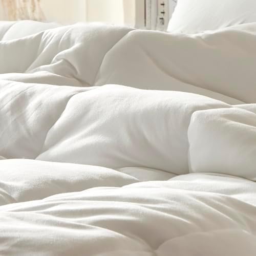 SLEEP ZONE Queen Size Comforter Set, Breathable Jersey Knit Soft Duvet Insert Set 3 Pieces Bedding Sets for Bedroom All Season, White - Image 5