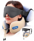 SARISUN Travel Pillow for Airplane,Seat Strap for Neck Support,3D Eye Mask by SARISUN