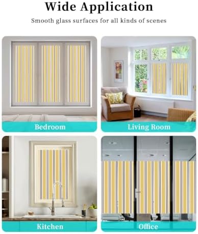 Window Privacy Film Frosted, Yellow Brown Striped Static Cling Door Window Covering, Modern Farmhouse Vertical Stripes UV Blocking Windows Film for Office, Hotel, Bedroom, 29.5 x 78.7 Inches - Image 7