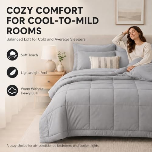 CozyLux Oversized King Comforter Set French Grey - 7 Pieces Bed in a Bag - Image 4