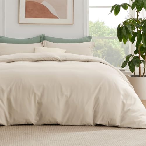 Bedsure King Duvet Cover with Fitted Sheet, Double Brushed Bedding, Beige by BEDSURE