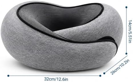 Travel Pillow for Airplanes, Memory Foam Neck Pillow with Chin Support, Gray - Image 3