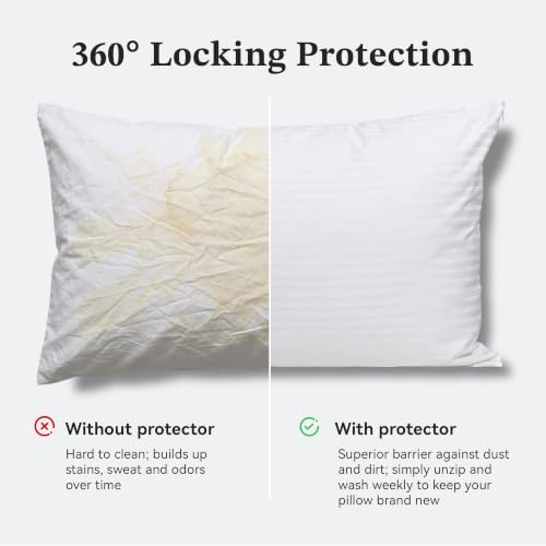 500TC 100% Cotton Pillow Protectors with Zipper, King Size 6 Pack - Image 6