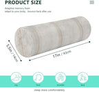 Decorative Bolster Pillow Memory Foam Neck Roll Pillow Round Pillows for Neck Cylinder Pillow Bed Roll Pillow for Neck Support Ivory Stripe - Image 3