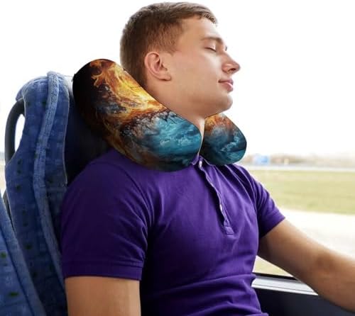 U Shape Travel Pillow Football in Fire and Water Portable Neck Pillows Memory Foam Head and Neck Support Headrest Pillow for Airplane Sleeping - Image 7
