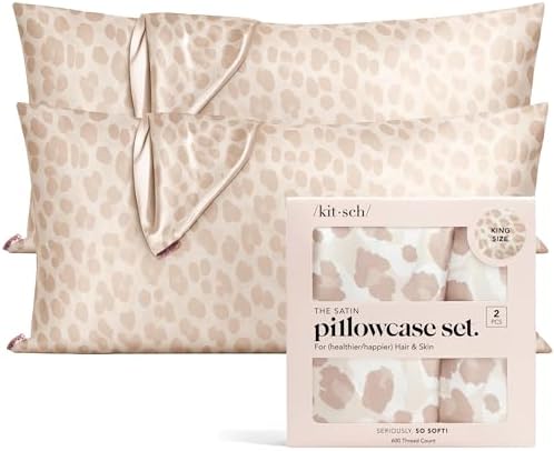 Kitsch Satin Pillowcase with Zipper - 2 pcs King Size, Leopard by Kitsch